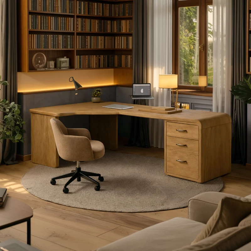Modern L Shape Wooden Desk Home Office Corner Workstation Study Table SINLKIDK083