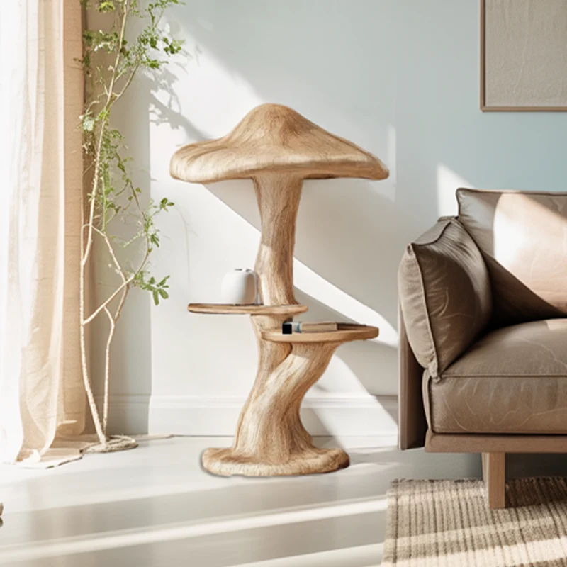 Spry Interior Modern Decorative Mushroom Wall Shelf, Whimsical Floating Wooden Bedside Shelf for Living Room & Kids Bedroom, Wood Art, SINLSABT208
