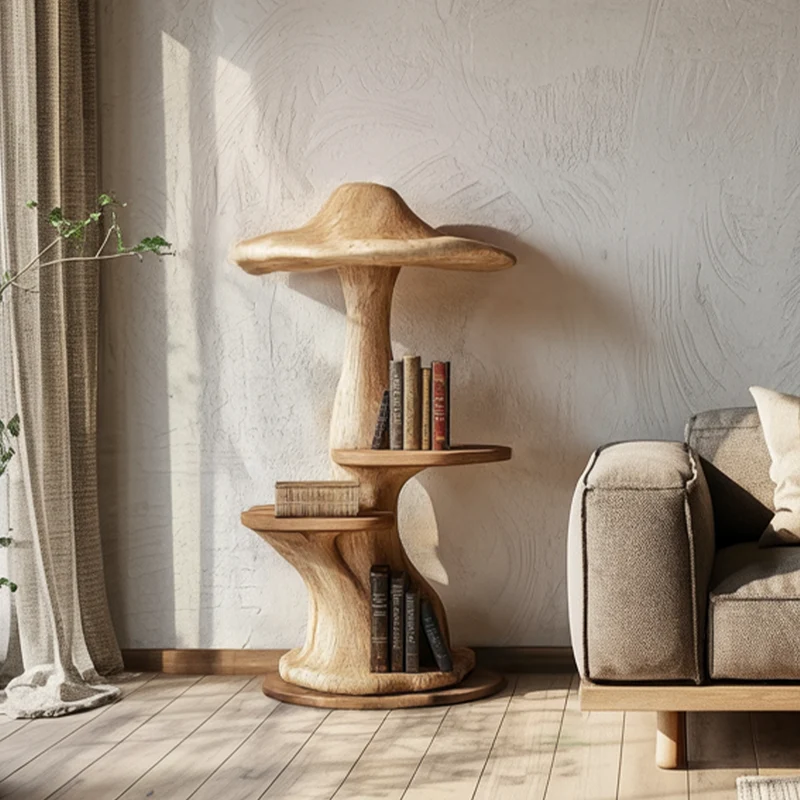Spry Interior Modern Organic Mushroom Wall Shelf, Handcrafted Floating Wood Display Shelf for Living Room, Bedroom & Nursery Decor, SINLSABT209