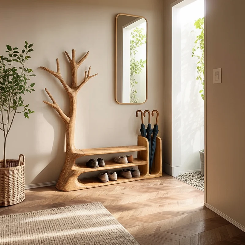 Rustic Tree Entryway Bench For Entryway And Hallway SINLSATCR075