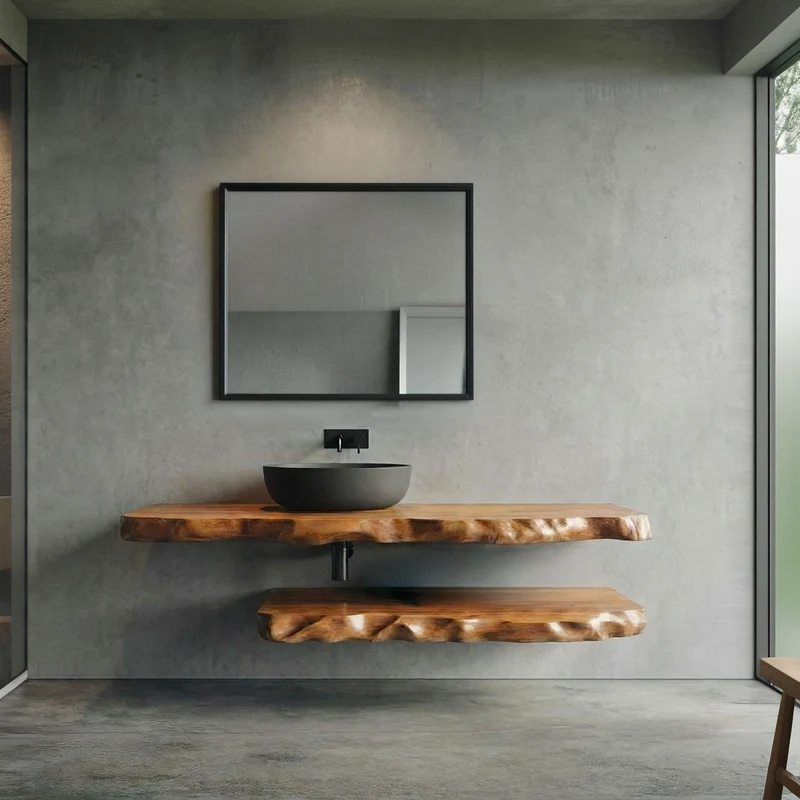 Industrial Live Edge Bathroom Vanity For Bathroom And Vanity SINLSABRV287