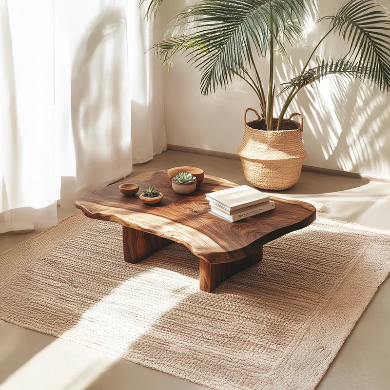 Spry Interior Organic Live Edge Coffee Table, Solid Wood Natural Slab Center Table for Rustic Living Room, Unique Accent Furniture, SINLSACF179