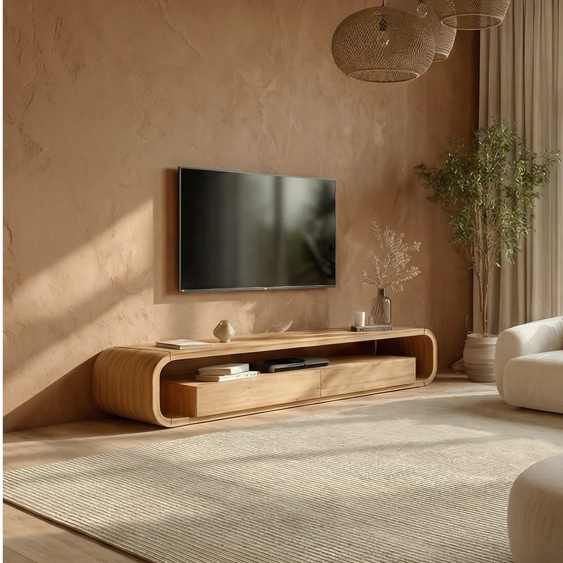 Spry Interior Modern Decorative TV Console, Mid Century Solid Wood Media Stand & Sideboard for Cozy Living Room or Lounge, SINLSASC504