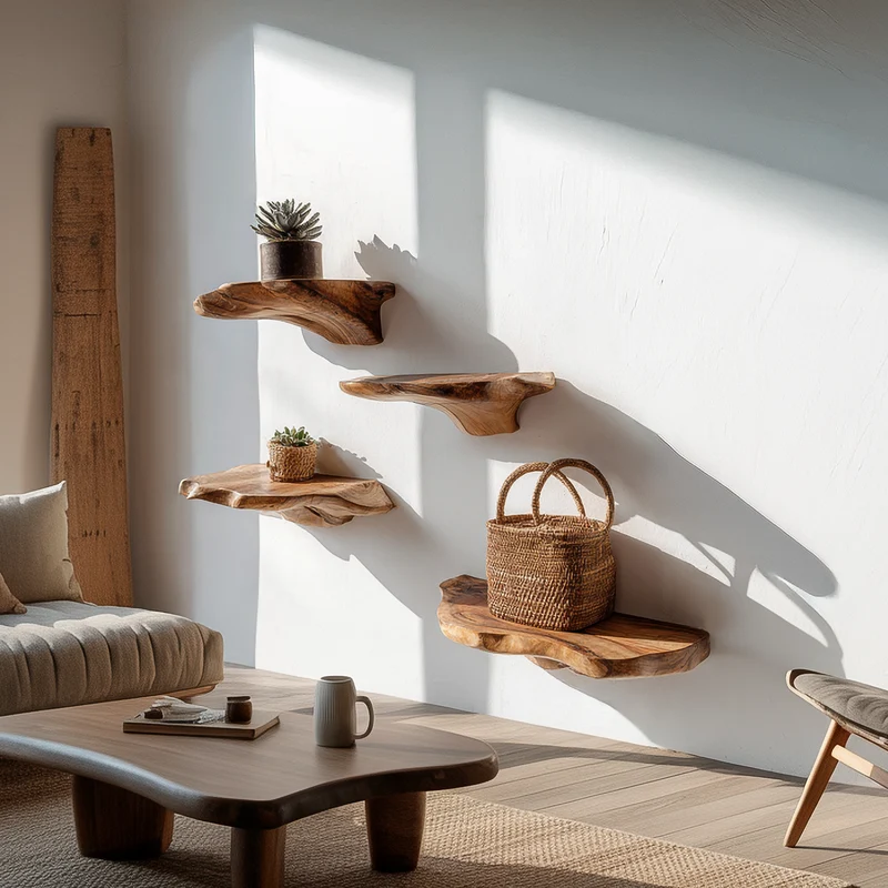 Spry Interior Rustic Mushroom Wall Shelf, Raw Edge Solid Wood Floating Display for Cottagecore Kitchen, Cabin & Farmhouse Decor, SINLSAFL462