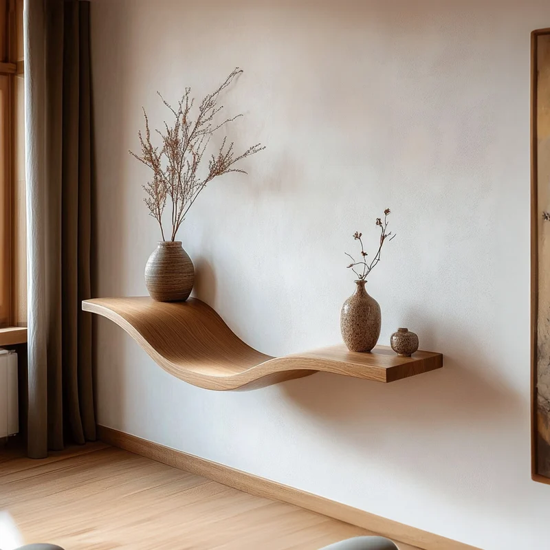 Modern Wave Wall Shelf For Living Room And Entryway SINLKIFL288