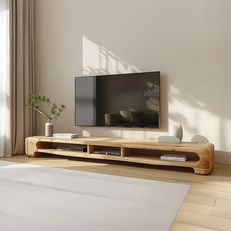 Spry Interior Modern Minimalist Media Unit, Solid Wood TV Stand & Low Profile Console Table for Small Apartments & Living Rooms, SINLSACS120