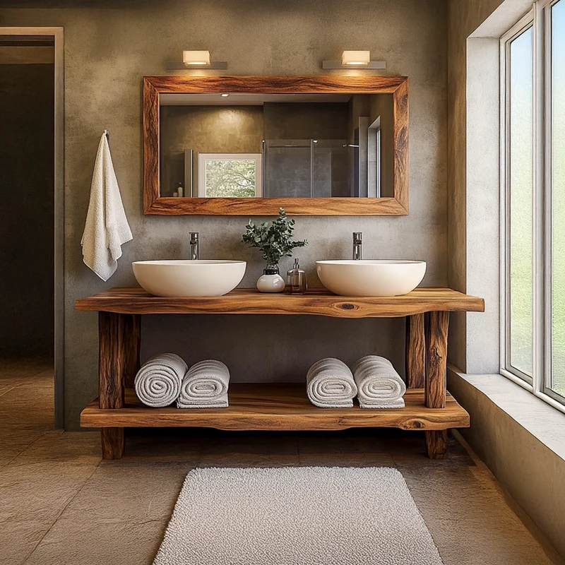 Spry Interior Mid Century Modern Bathroom Vanity, Solid Wood Vanity Cabinet & Sink Console Table for Rustic Washrooms, SINLSABRV231