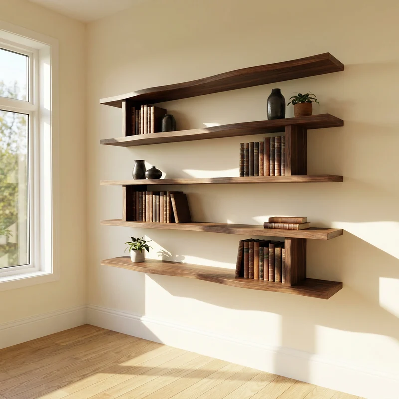 Modern Minimalist Wall Mounted Book Shelves Wood Floating Display System SINLKIFL478