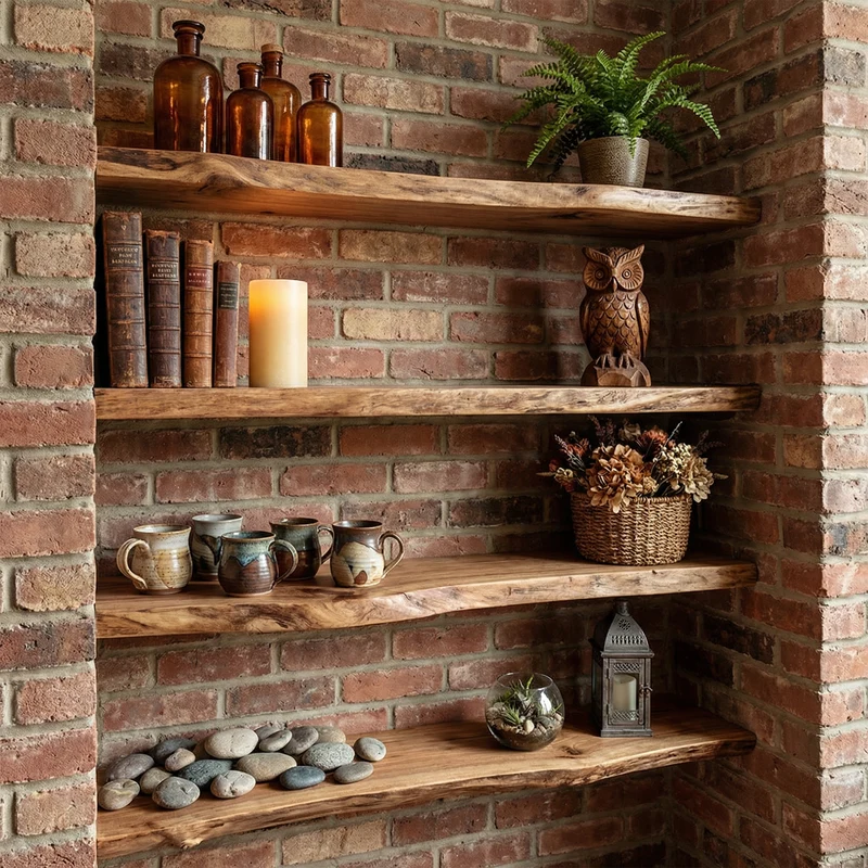 Industrial Rustic Floating Wall Shelves Solid Wood SINLKIFL493