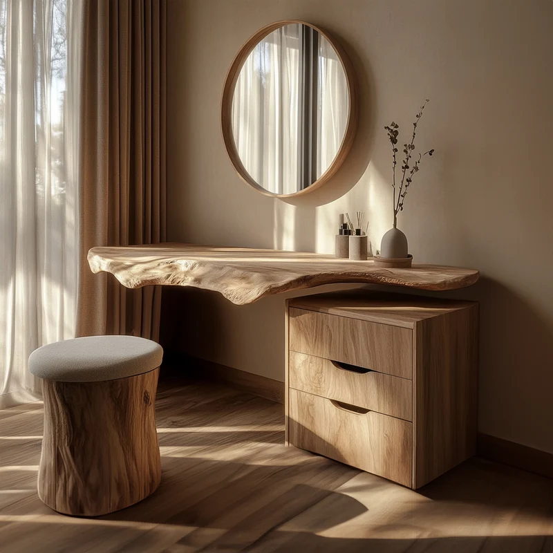 Modern Live Edge Solid Wood Dressing Table Bedroom SINLKIFL242