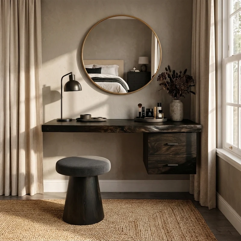 Modern Organic Solid Wood Dressing Table Bedroom Floating SINLKIFL241
