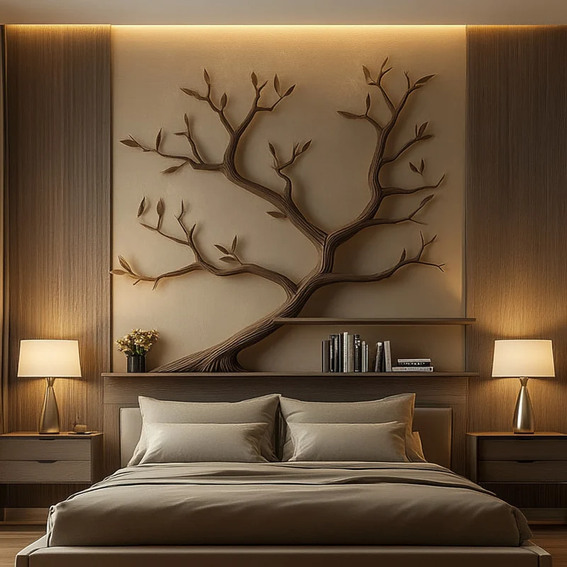 Spry Interior Mid Century Organic Tree Bookshelf, Solid Wood Sculptural Floating Branch Shelf, Modern Aesthetic Bedroom Wall Decor, SINLKITBS086