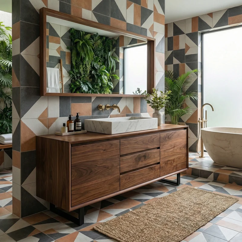 Modern Mid Century Solid Wood Bathroom Vanity Drawer Storage Cabinet SINLKIBRV285