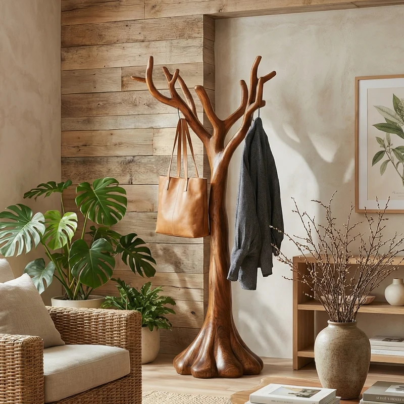Rustic Sculptural Entryway Coat Rack For Living Room And Lounge SINLSATCR101