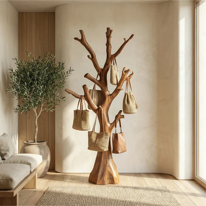 Rustic Tree Form Coat Stand For Hallway And Living Room SINLSATCR100