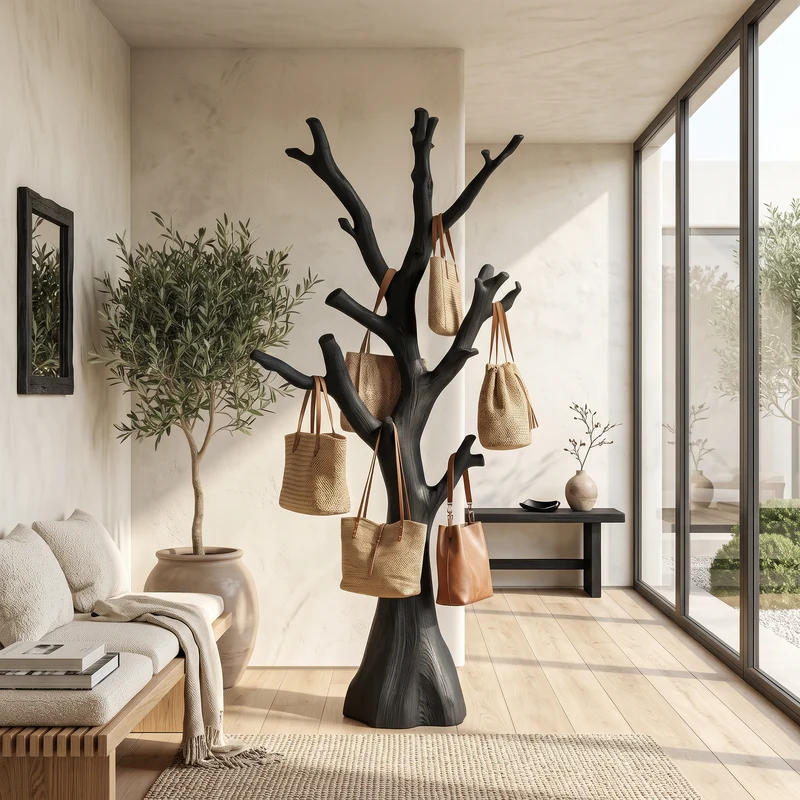 Rustic Tree Form Coat Stand For Hallway And Living Room SINLSATCR100