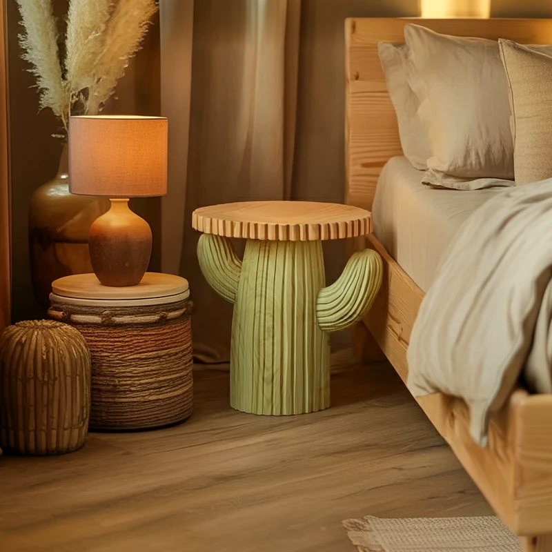 Spry Interior Modern Artistic Cactus Wood Accent Table, Handcrafted Sculptural Side Table for Bedroom & Lounge, SINLSABT225