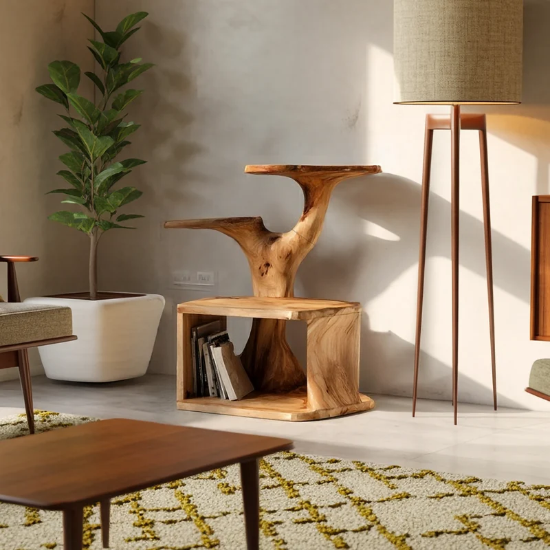 Spry Interior Mid-Century Modern Wood Accent Table, Round Pedestal Side Table for Living Room, Bedroom & Entryway, SINLSABT227