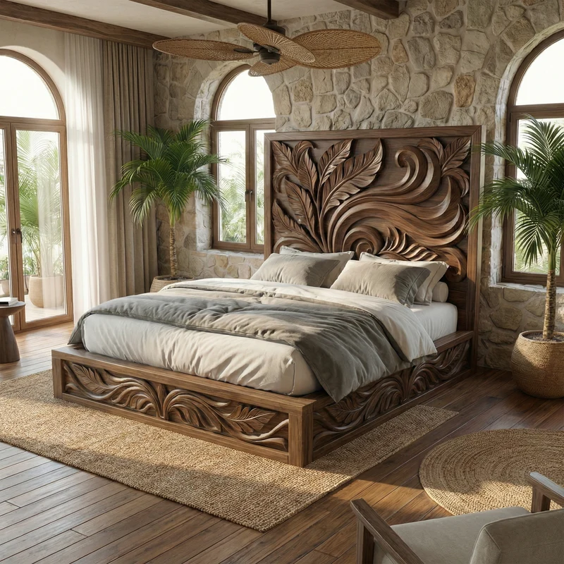 Rustic Artistic King Bed Frame For Bedroom And Private Interior SINLKIWB112