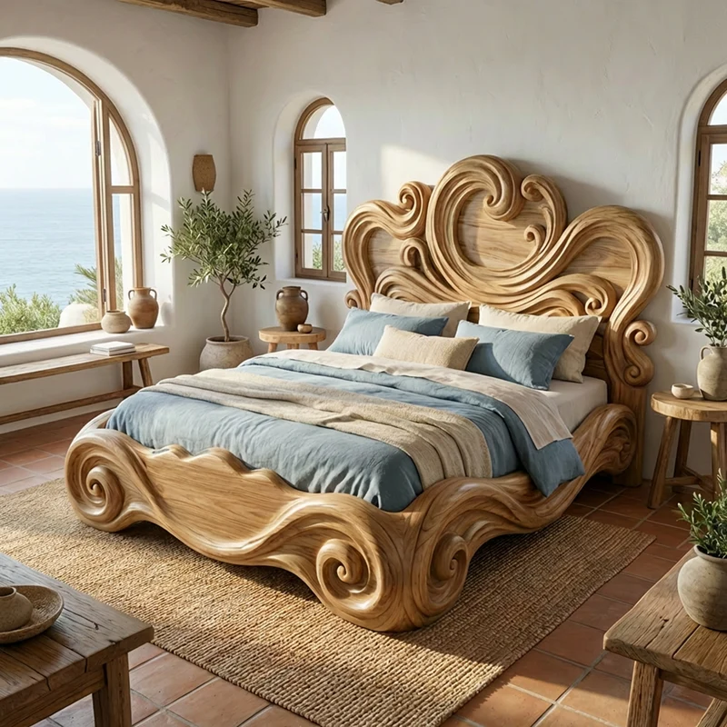 Rustic Artistic Bedroom Bed Frame For Bedroom Or Master Bedroom SINLKIWB096