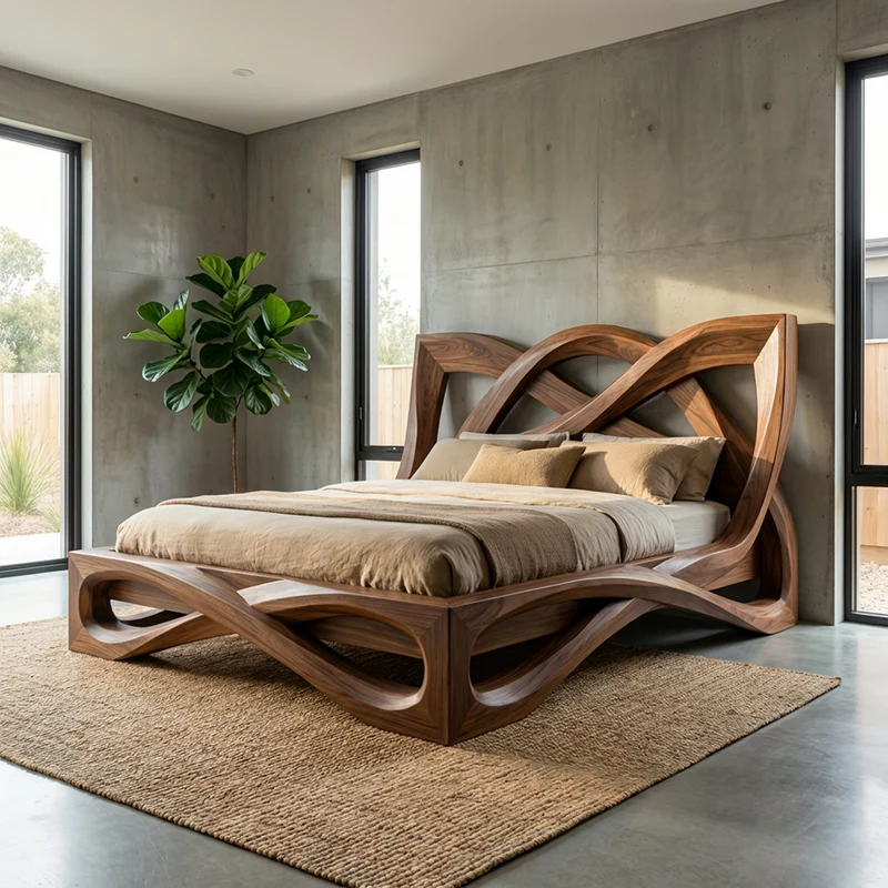 Rustic Organic Shape Bed Frame For Bedroom And Living Space SINLKIWB095