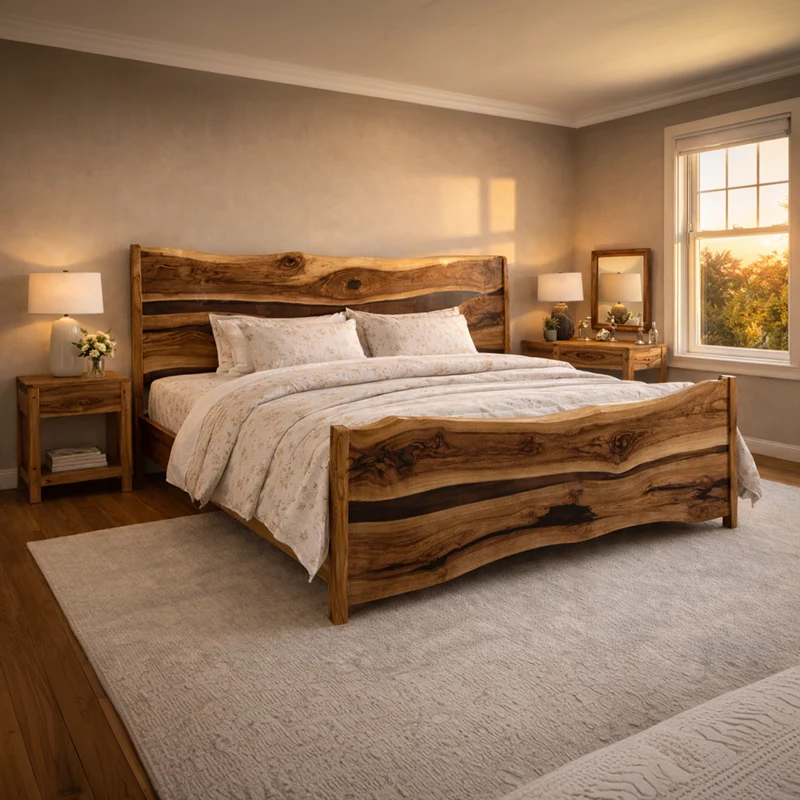 Rustic Live Edge Bed Frame Bedroom And Home SINLKIWB091