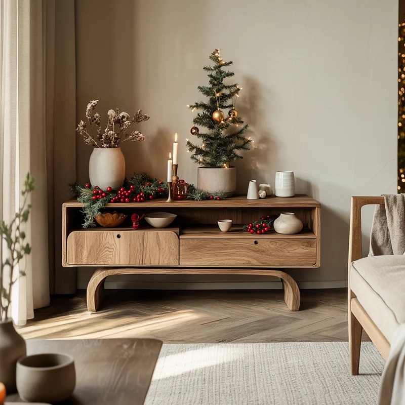 Spry Interior Rustic Wood Sideboard Storage Cabinet, Handcrafted Media Console Table for Living Room & Family Space, SINLSASC458