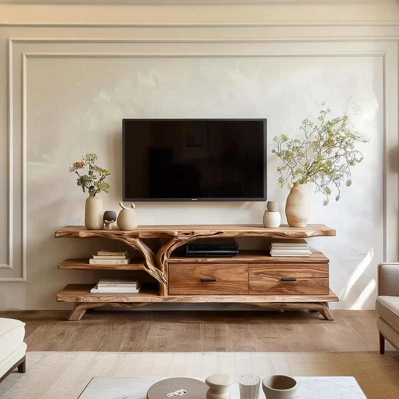 Spry Interior Rustic Wood TV Storage Console Cabinet, Media Entertainment Center for Living Room & Family Space, SINLSASC457