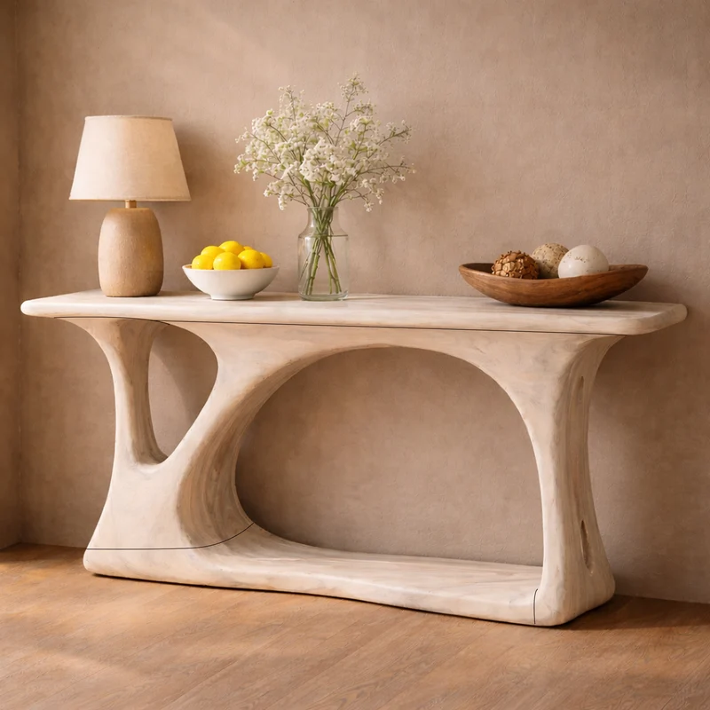 Spry Interior Natural Wood Console Table with Tree Inspired Base, Handmade Organic Entryway Table for Modern Living Room Decor, SINLKICS454