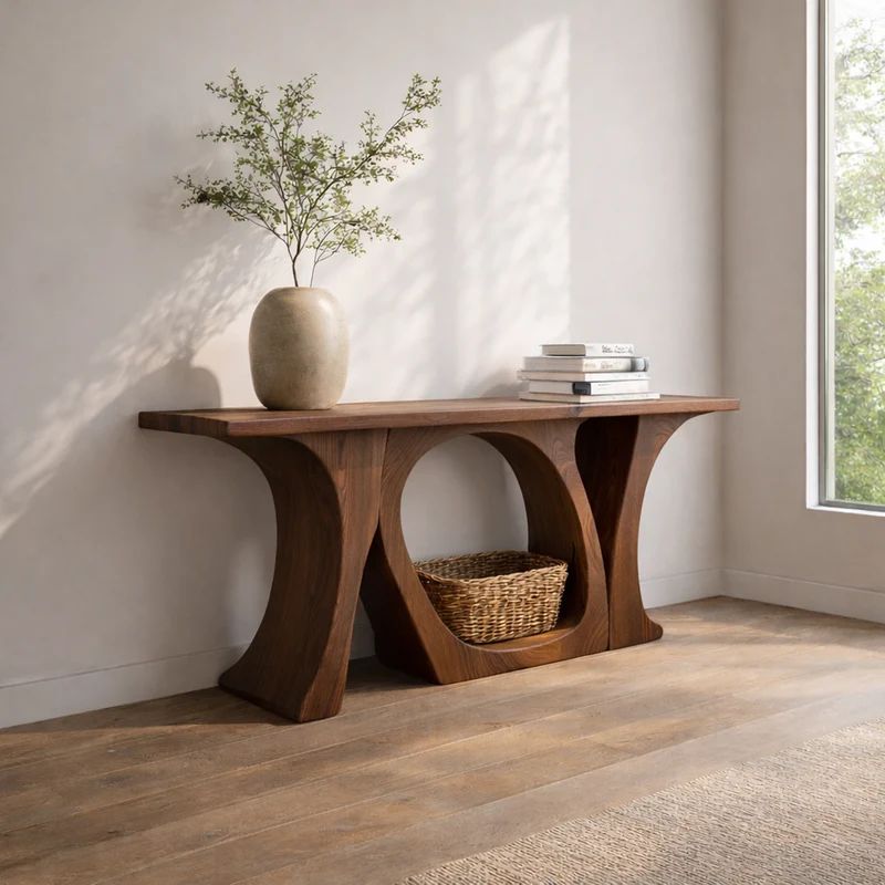 Spry Interior Handcrafted Organic Wood Console Table, Sculptural Tree Design Entryway Accent Table for Hallway Home Decor, SINLKICS460