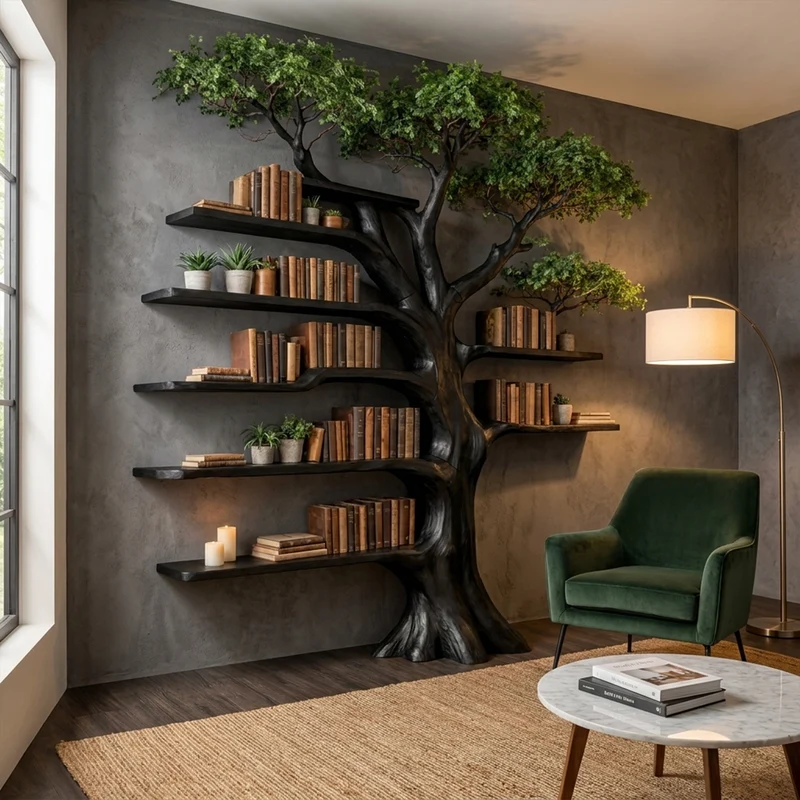 Nature Inspired Tree Display Bookcase Living Room SINLKITB657