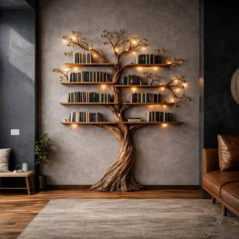 Rustic Nature Inspired Tree Bookshelf For Home SINLKITB680