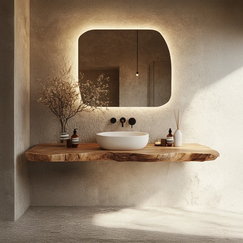Bathroom Vanity Wall Floating Console Live Edge Shelf SINLSABRV264