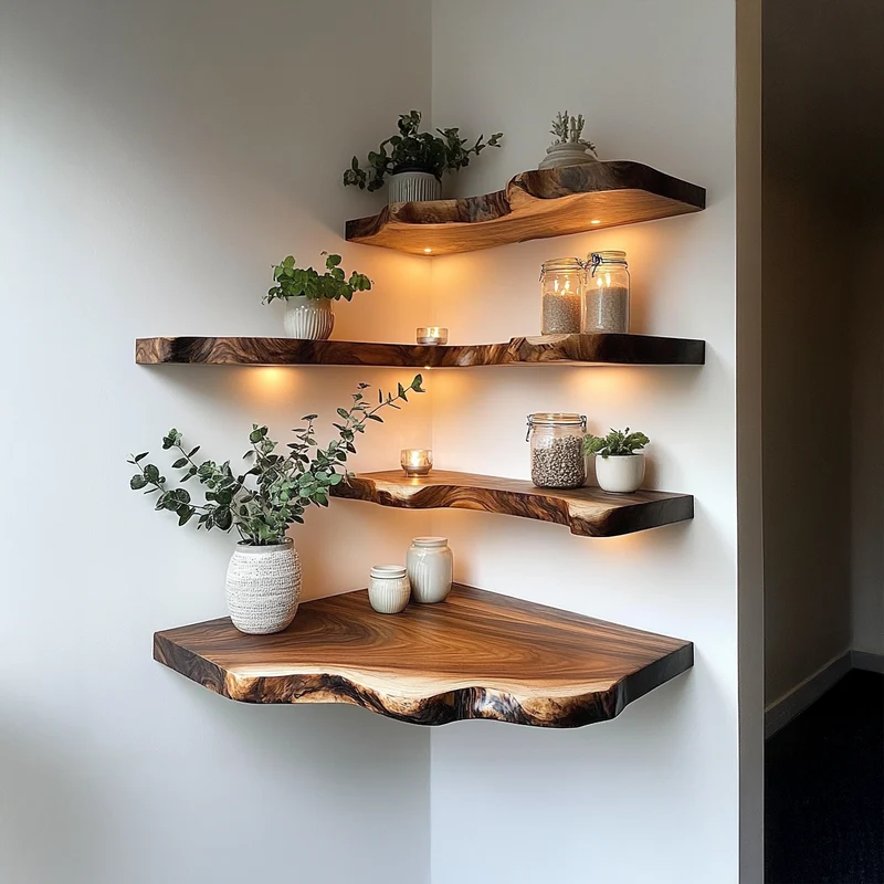 Rustic Organic Minimal Wall Shelf For Living Room And Apartment SINLSAFL453