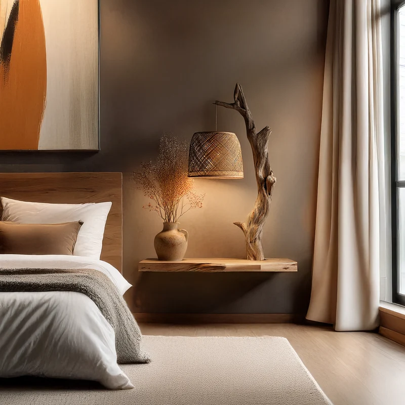 Spry Interior Sculptural Solid Wood Floating Shelf, Handcrafted Accent Wall Display Ledge for Bedroom, SINLSAFL317