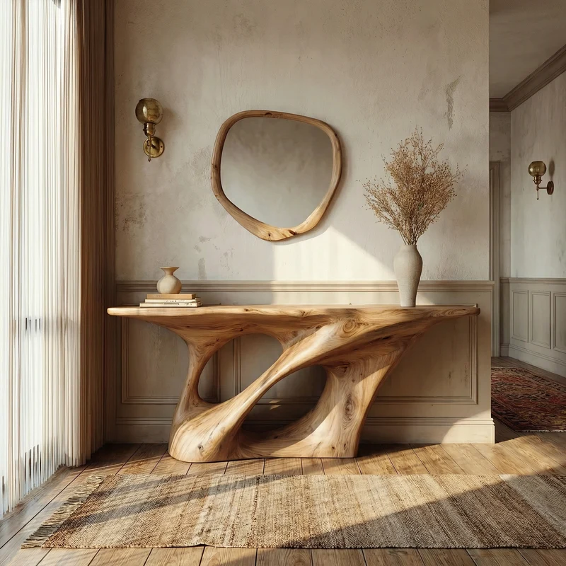 Organic Twisted Base Console Table Entryway Hallway Living Room SINLKICS514