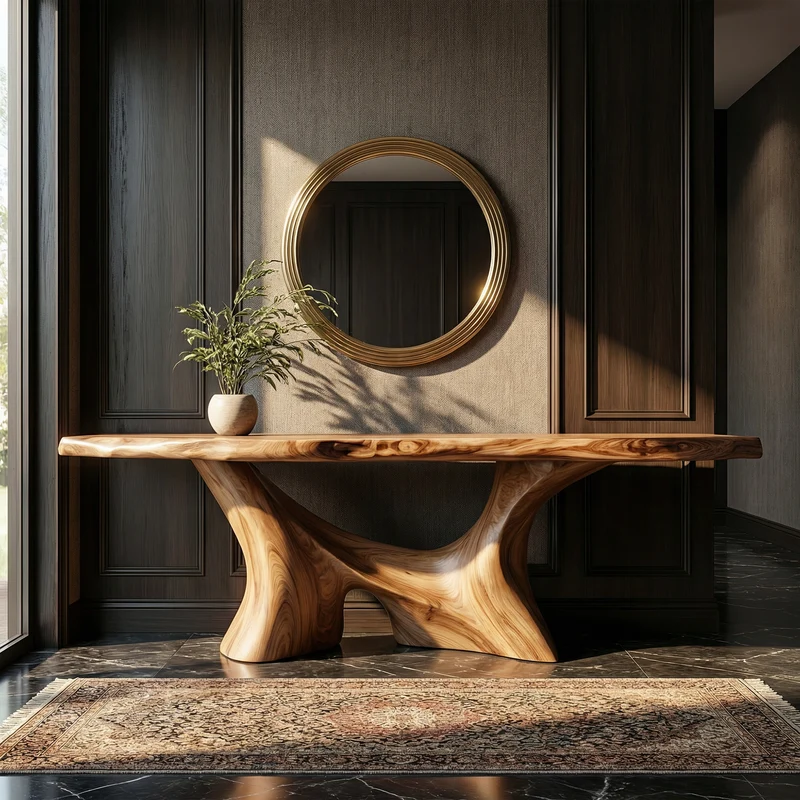 Modern Organic Sculptural Console Table Entryway Hallway Living Room SINLKICS510