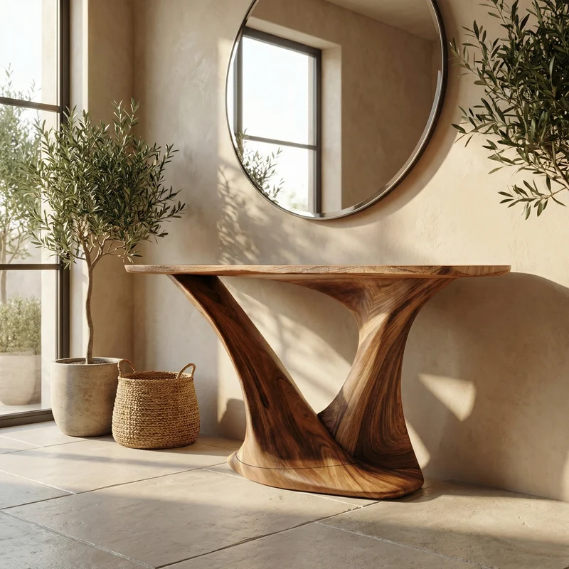 Spry Interior Modern Split Pedestal Wood Console Table, Handcrafted Entryway, Hallway & Sofa Back Table, SINLKICS505