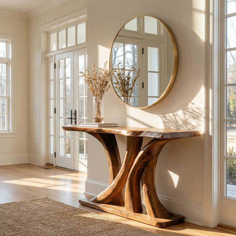 Modern Twin Pedestal Console Table Entryway Hallway Living Room SINLKICS496