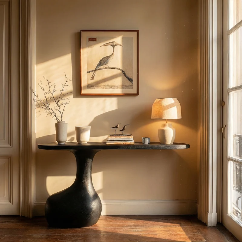Minimalist Pedestal Console Table Entryway Hallway Living Room SINLKICS489