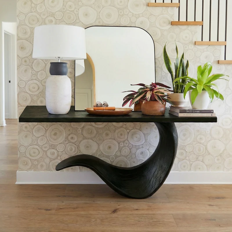 Spry Interior Modern Sculptural Console Table, Solid Wood Entryway, Hallway & Sofa Back Accent Table, SINLKICS487
