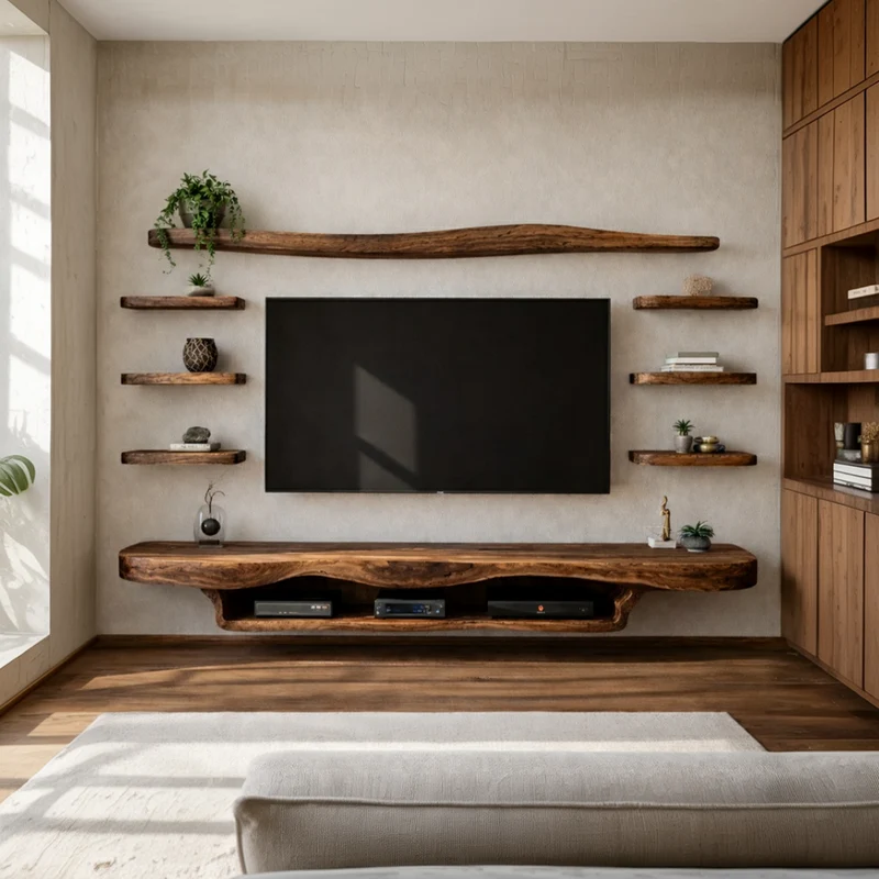 Organic Modern Floating TV Console For Living Room SINLKIFL433