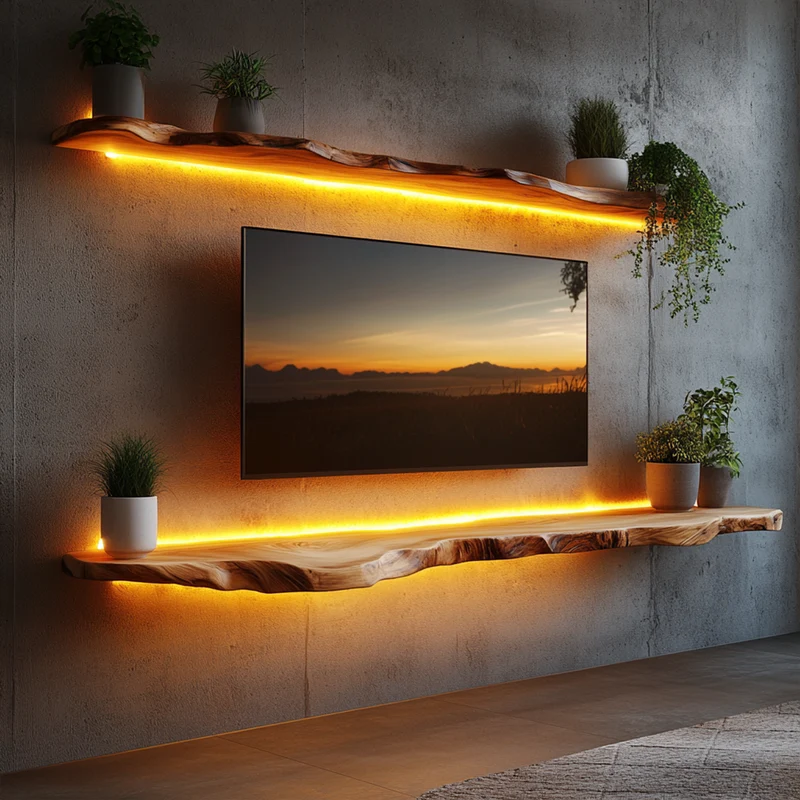 Live Edge Solid Wood TV Console For Living Room SINLKIFL398