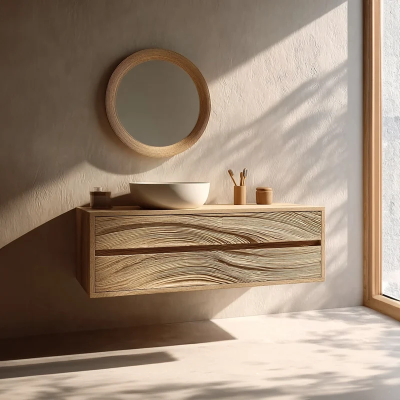 Spry Interior Rustic Wood Bathroom Vanity Cabinet, Wall Mounted Floating Single Sink Console Organizer Storage for Bathroom, SINLKIBRV153
