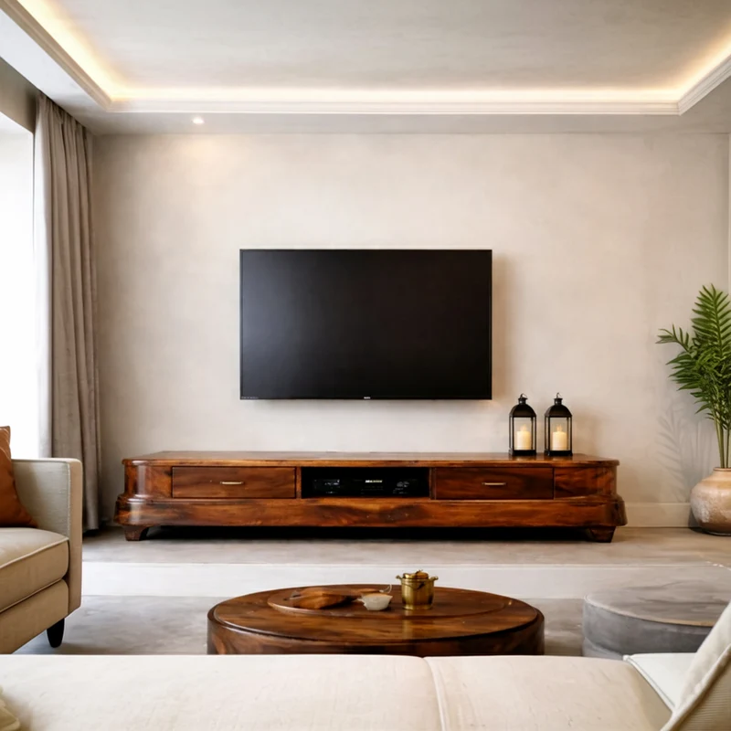 Spry Interior Rustic Handcrafted Solid Wood Media Storage Cabinet, Minimalist TV Console Sideboard Credenza for Living Room, SINLKISC455