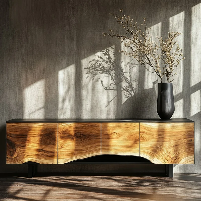 Spry Interior Mid Century Solid Wood Sideboard, Handcrafted Storage Cabinet Credenza TV Stand Console for Living Room, SINLKISC308