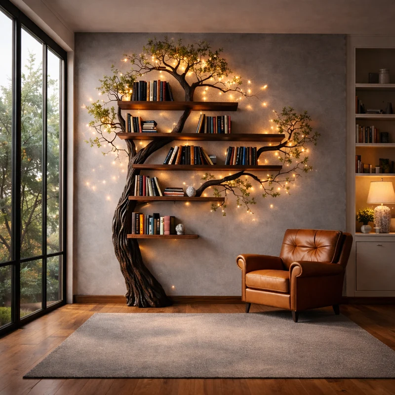 Organic Modern Wall Mounted Bookshelf For Living Room And Study SINLKITB624