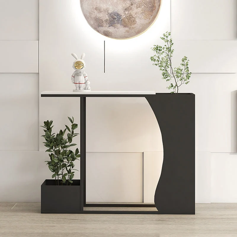 Rectangle Contemporary Console Table White Stone Console Sofa Table