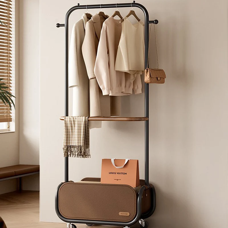Modern Minimalist Carbon Steel Oxford Cloth Faux Leather Rectangular Hall Tree 1-Cabinet For Bedroom & Living Room