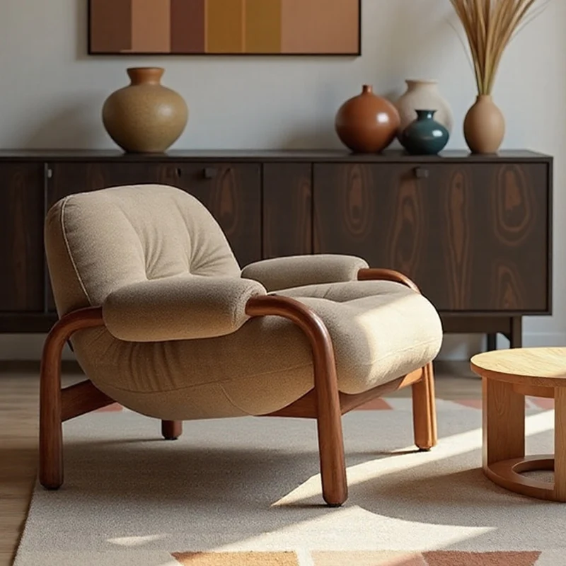 Contemporary Nordic Velvet & Faux Leather Soft Upholstered Accent Chair With Arms And Backrest For Living Room